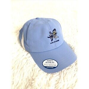 Life is Good Baseball Hat Active Fit  Women's UPF 50 Protection Blue Sky